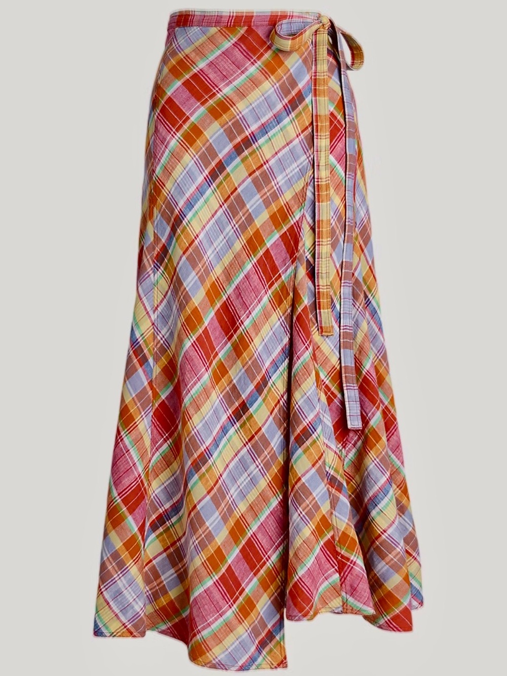 Ralph Lauren Polo Plaid linen wrap skirt